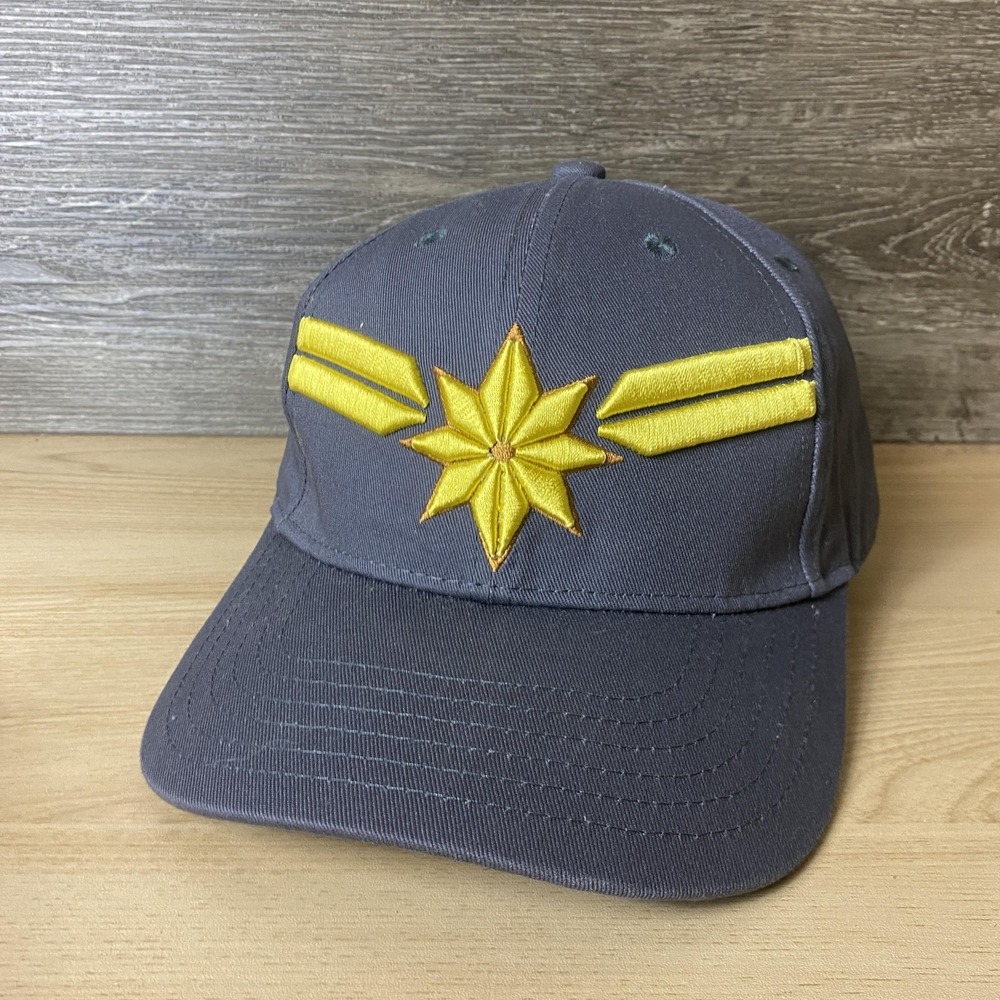 Captain Marvel Hat Cap Snap Back Gray Yellow Embroidered Hero Movie Marvel Mens